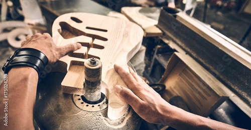 Manufacture of guitars of the brand Woodstock. photo