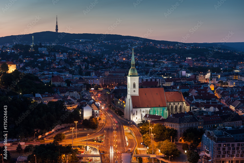 Bratislava Evening Cityscape in Slovakia - obrazy, fototapety, plakaty 