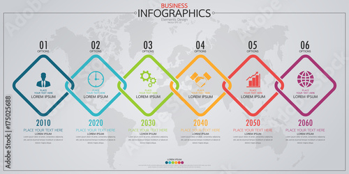 Infographic business horizontal timeline process chart template. Vector modern banner used for presentation and workflow layout diagram, web design. Abstract elements of graph options.