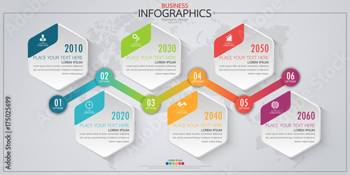 Infographic business horizontal timeline process chart template. Vector modern banner used for presentation and workflow layout diagram, web design. Abstract elements of graph options.
