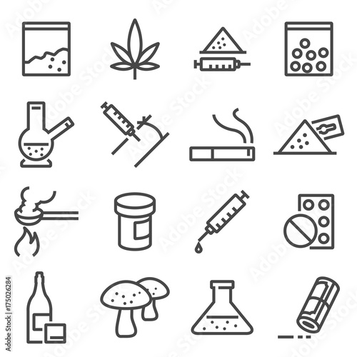 Drugs line icons.