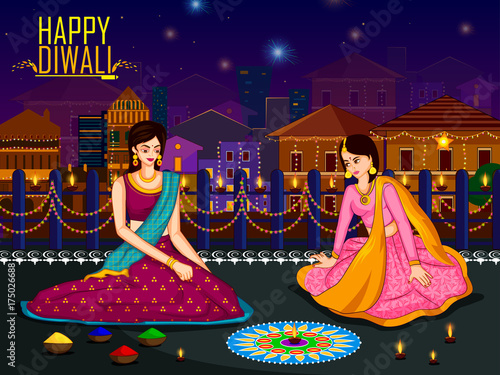 Indian family people celebrating Diwali festival of India