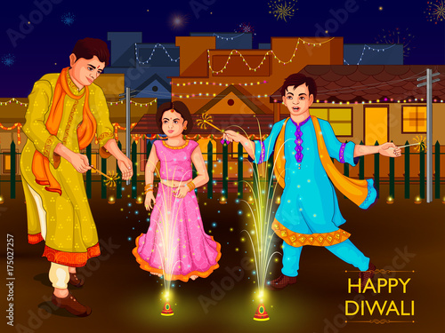 Indian family people celebrating Diwali festival of India