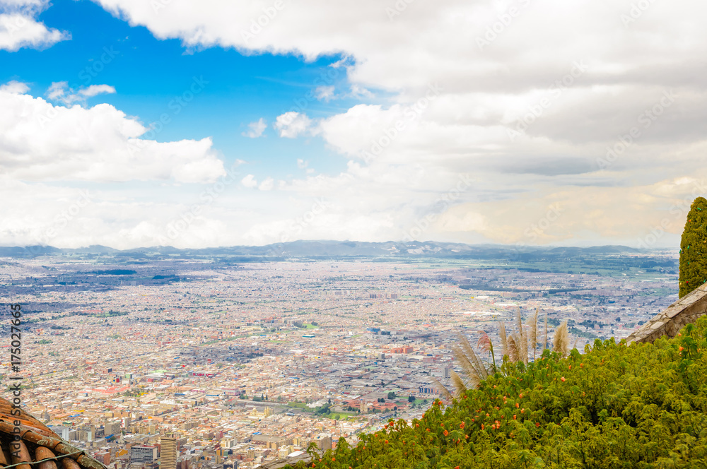 View on cityscape of Bogota from Monserrate 