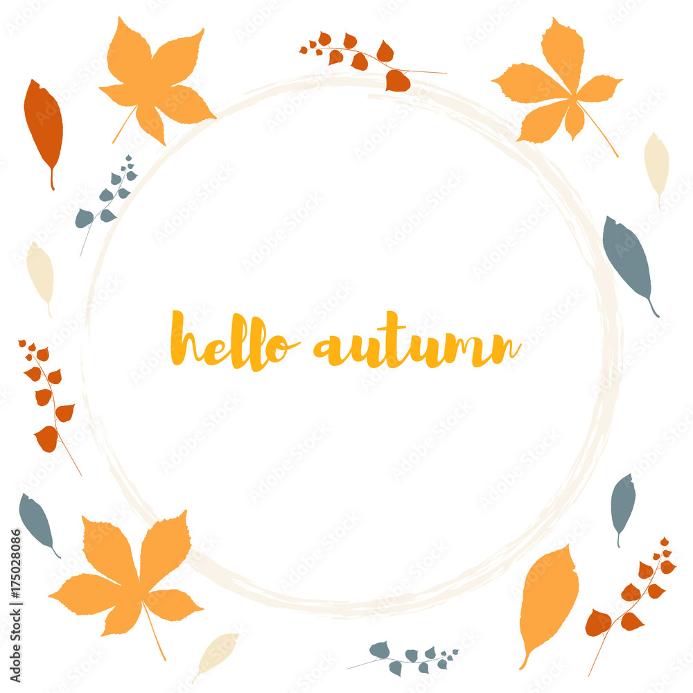 Floral vector botanical background with different hand drawn leaves and plants in autumn colors. Floral vector botanical background with different hand drawn leaves and plants in autumn colors.