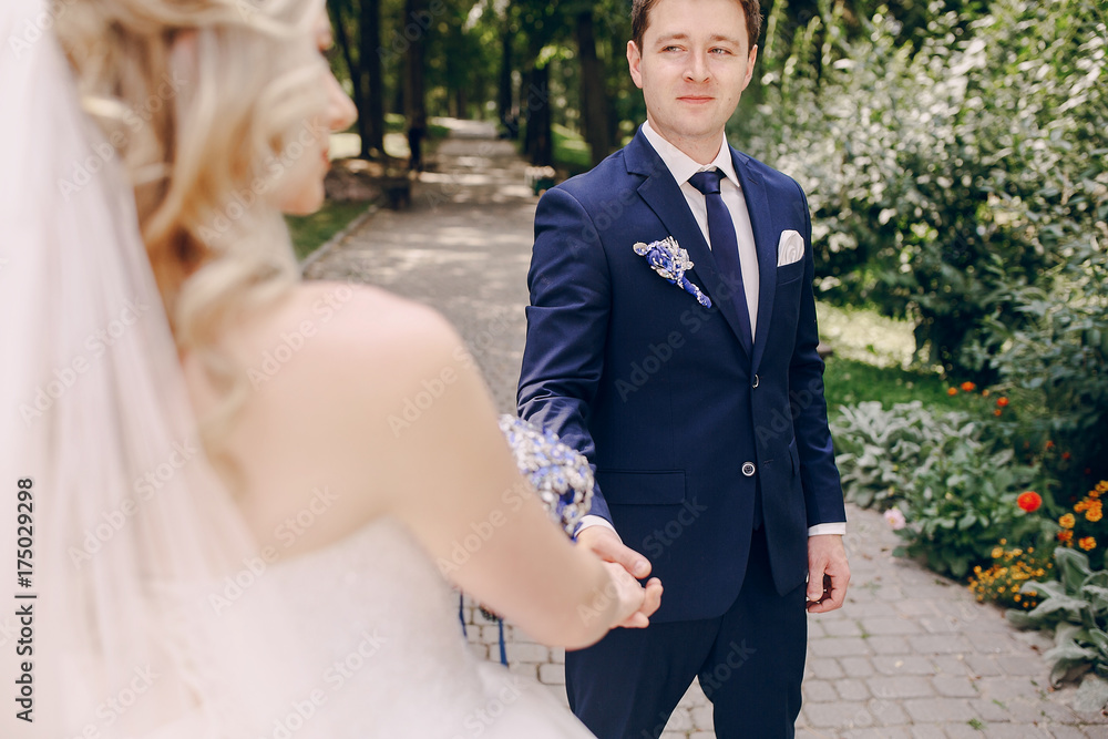 beautiful young couple on their wedding Park beautiful young couple on their wedding Park
