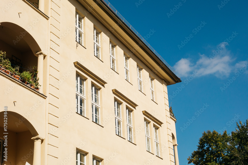 flat building in berlin with big balcony
