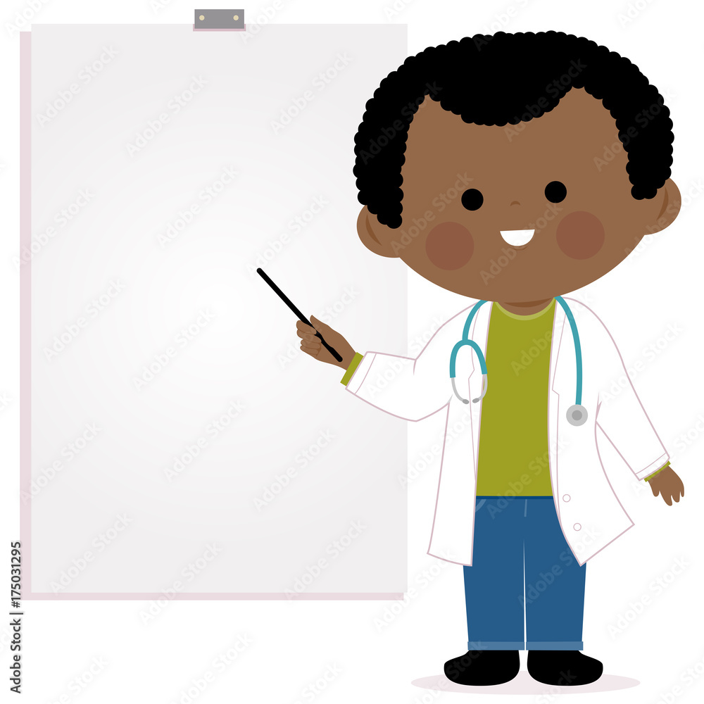 Doctor making a presentation using a white board. Vector illustration Doctor making a presentation using a white board. Vector illustration