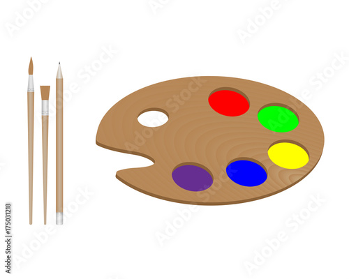 palette for the artist two brushes and a pencil