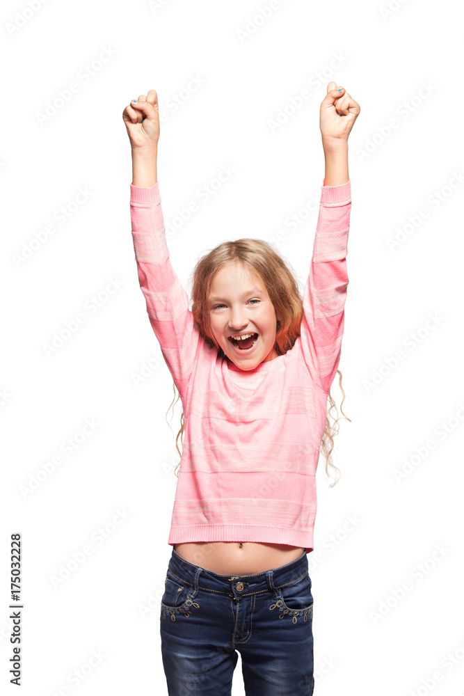 Happy child with hands up Happy child with hands up