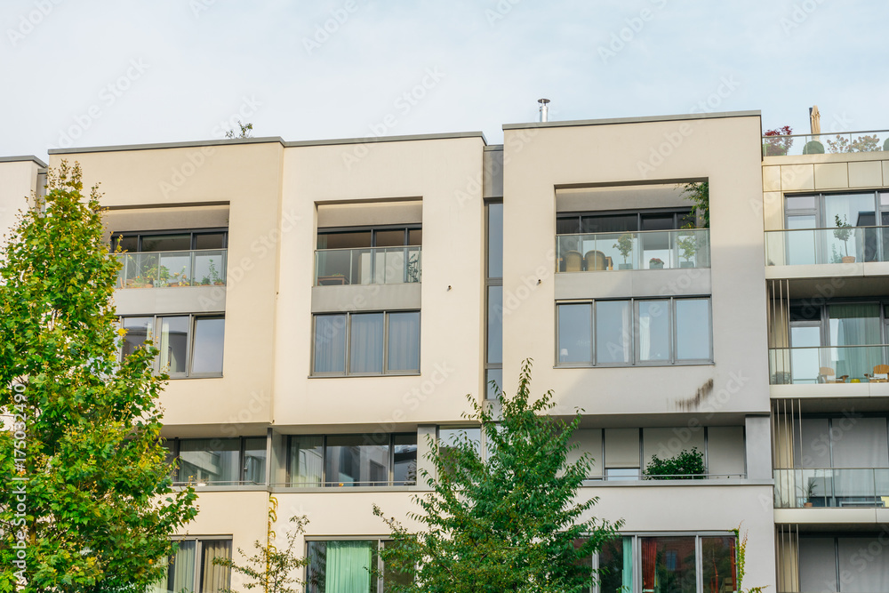 modern facade of expensive townhouses in berlin