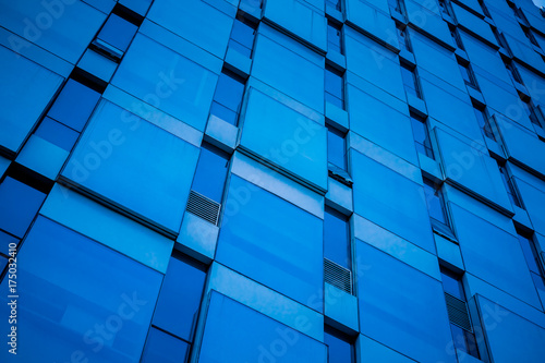 Close-Up of Modern Office Buildings in city of China..