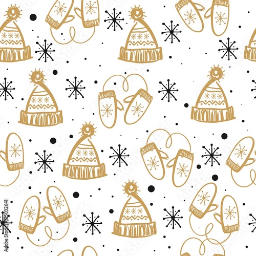 Seamless pattern with winter clothes