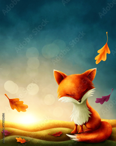 Little red fox Fototapet