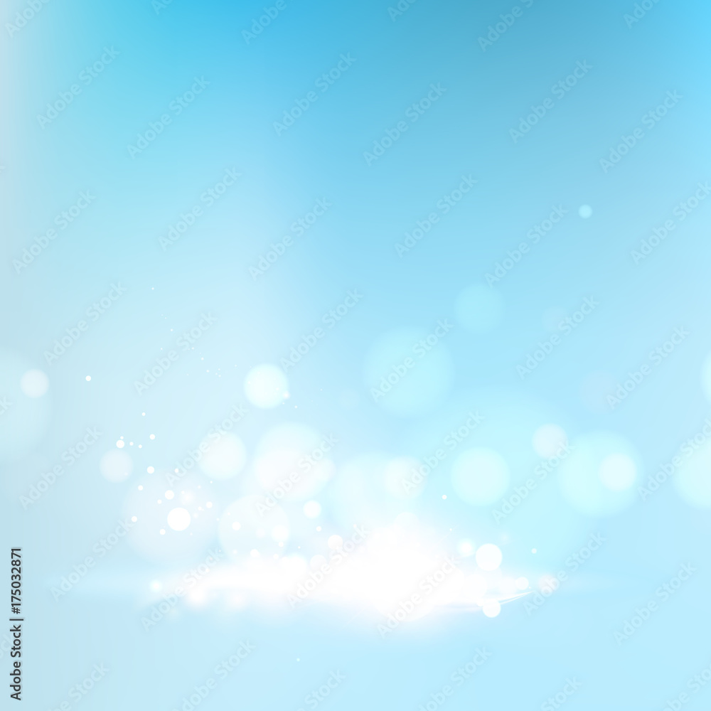 Blue bokeh abstract light background. Vector illustartion.