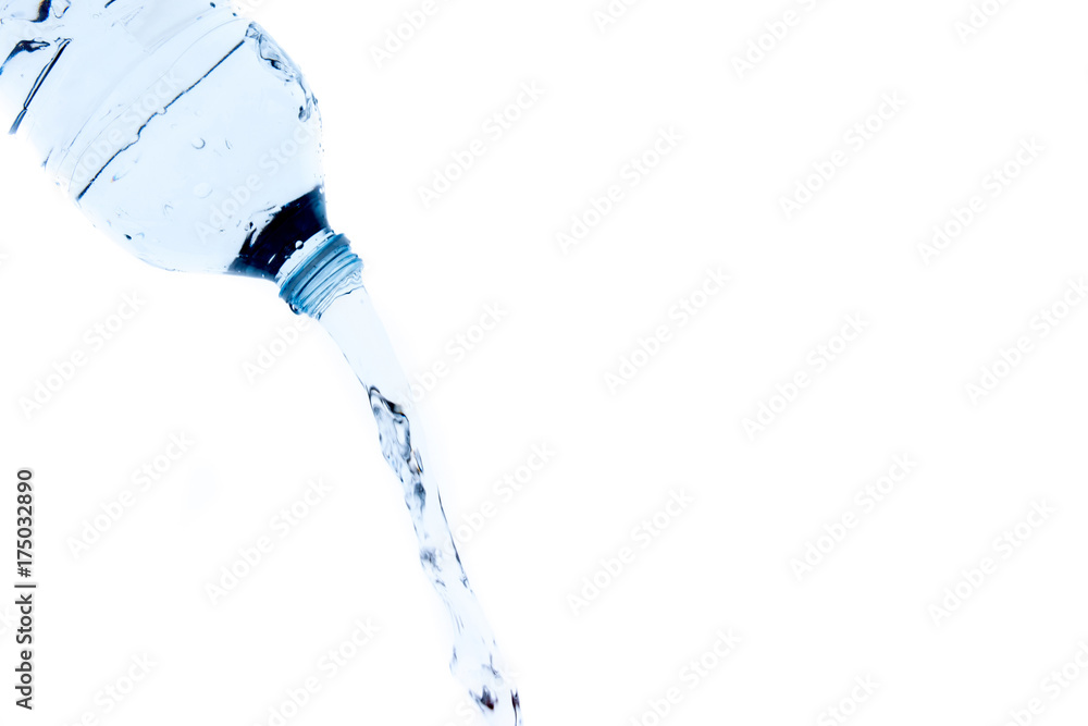 water splash out of a bottle on white background, with copy space water splash out of a bottle on white background, with copy space