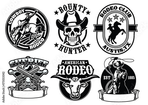 set of cowboy badge