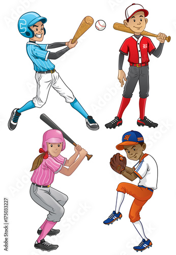 set of young baseball player