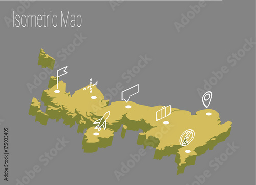 Map United Kingdom isometric concept.