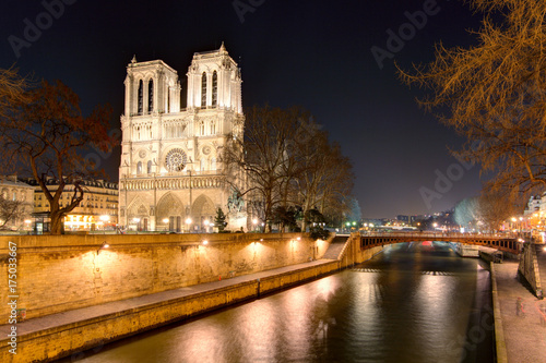 Island Cite with cathedral Notre Dame de Paris
