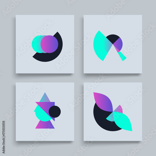 Textbook, Booklet or Notebook Mockup. Abstract geometric design. Vector illustration made of various overlapping elements.