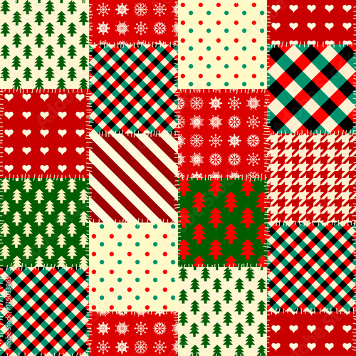 Seamless Christmas background in patchwork style.