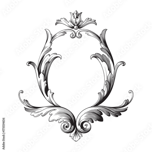 Classical baroque ornament vector 