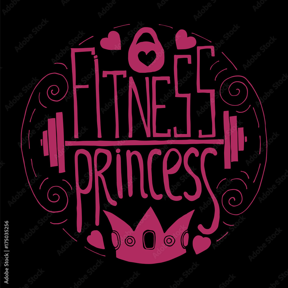 Obraz premium fitness princess hand drawn circle