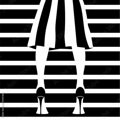 fashion model in stripped skirt
