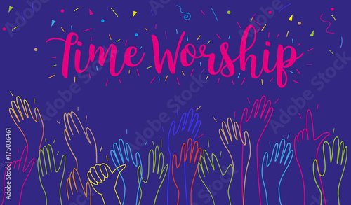 Hands clapping raised up applause greeting congratulation worship and praise holiday