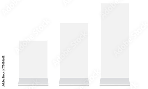 Set of outdoor advertising blank stands banners mockup - front view. Three templates small, medium and large for design or branding. Vector illustration