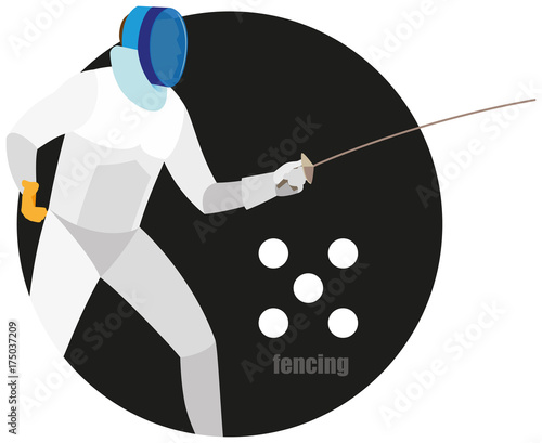 Young athlete participates in fencing competitions in modern pentathlon