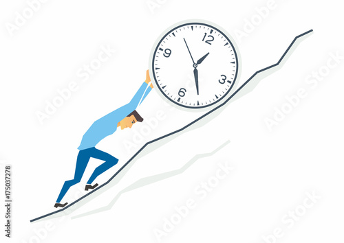 Bild auf Leinwand Uphill work in business - modern cartoon people characters illustration