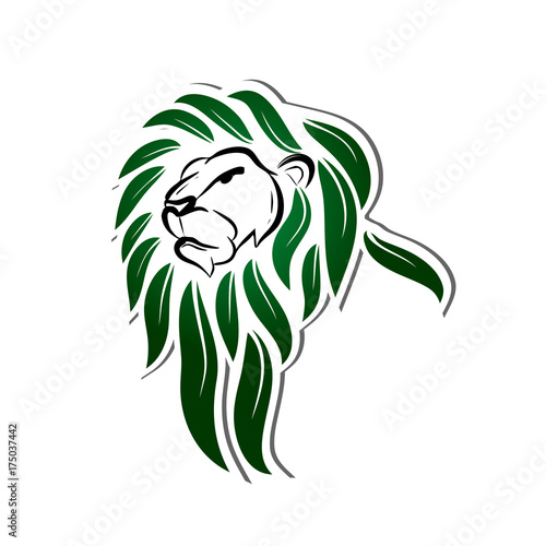 green head lion art with leaf mane