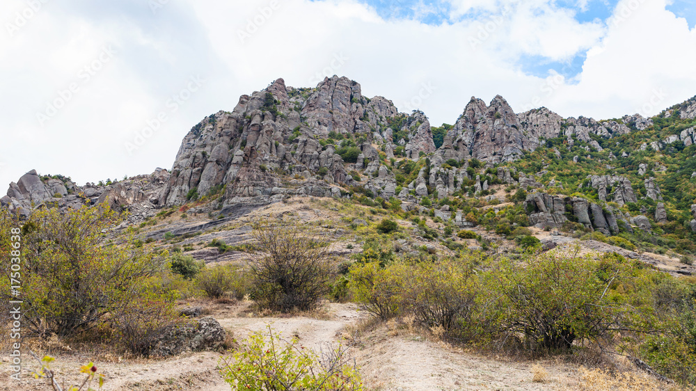 view of eroded rocks at Demerdzhi Mountain