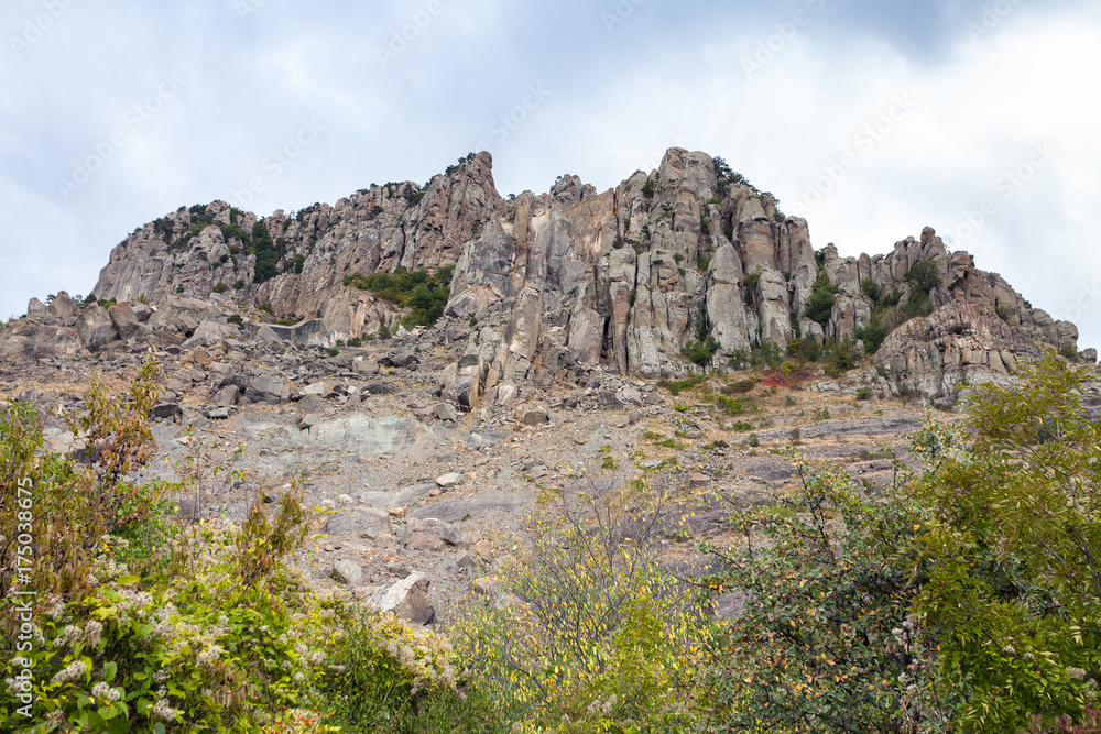 weathered rocks of Demerdzhi Mountain in park weathered rocks of Demerdzhi Mountain in park