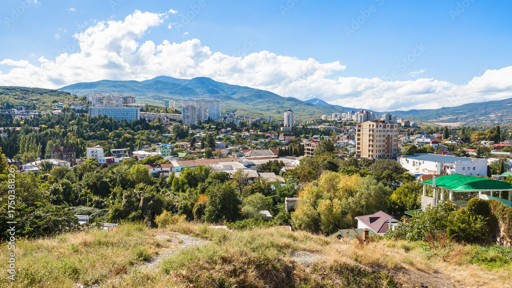 panoramic view of Alushta city from Castle Hil