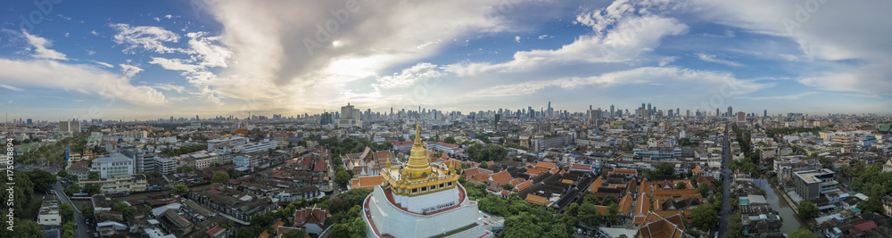 Beautiful Golden Mount Temple Fair, Golden Mount Temple in Bangkok ,  The most travel Landmark of Bangkok Thailand 