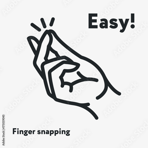 Easy Concept. Finger Snapping Click Flick Hand Gesture Minimal Flat Line Outline Stroke Icon Pictogram photo