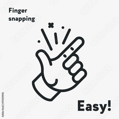 Easy Concept. Finger Snapping Click Flick Hand Gesture Minimal Flat Line Outline Stroke Icon Pictogram