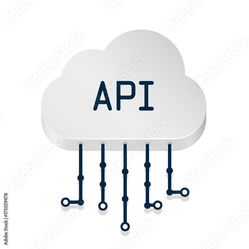 Cloud API 3D sign technology on the white background. Vector illustration