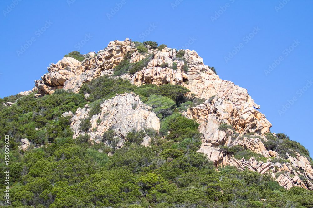 Landscape with yellow rocks on Sardinia, Italy
