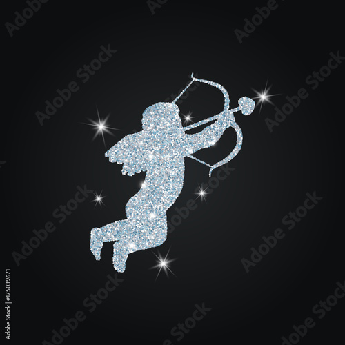 Silhouette of Cupid with glitters