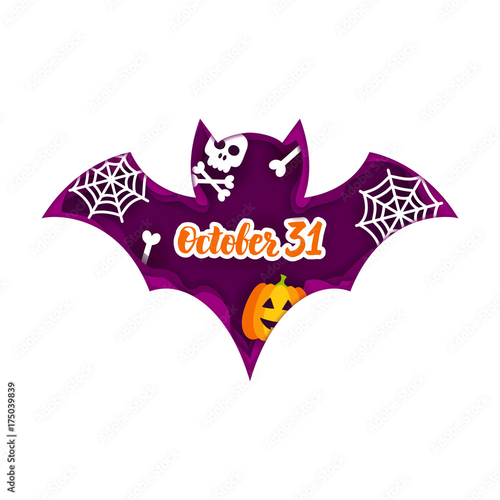 Fototapeta premium Halloween Bat Paper Cut Concept