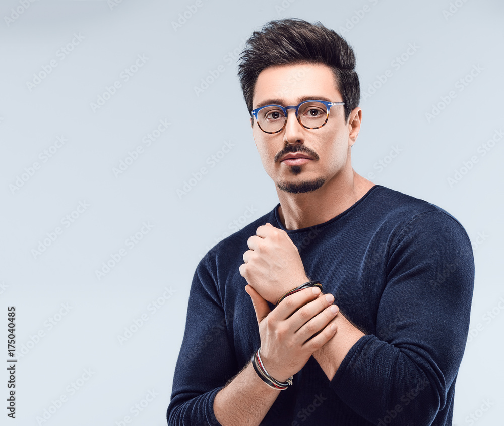 Beautiful Strong Nordic Man Stylish Hairstyle Beard Isolated Background  Stock Photo by ©gorgev 473106832