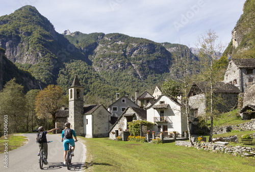 Biker im Bavonatal im Tessin photo