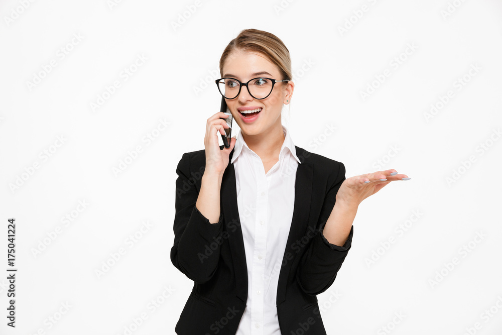 Surprised happy blonde business woman in eyeglasses Surprised happy blonde business woman in eyeglasses