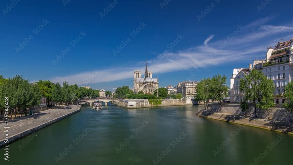 Seine and Notre Dame de Paris timelapse hyperlapse is the one of the most famous symbols of Paris Seine and Notre Dame de Paris timelapse hyperlapse is the one of the most famous symbols of Paris