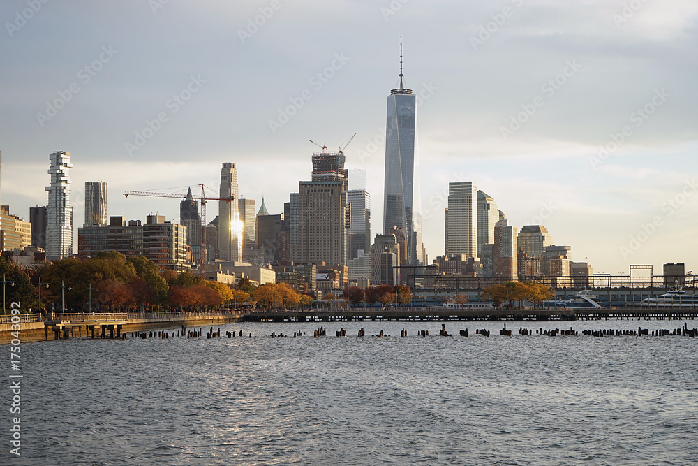 Skyline New York Manhattan Hudson River Light Skyline New York Manhattan Hudson River Light