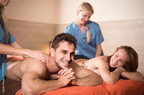 Couple is relaxing while taking massage
